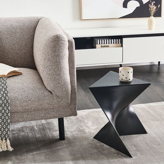 Triangular Black Side Table End Table Accent Piece