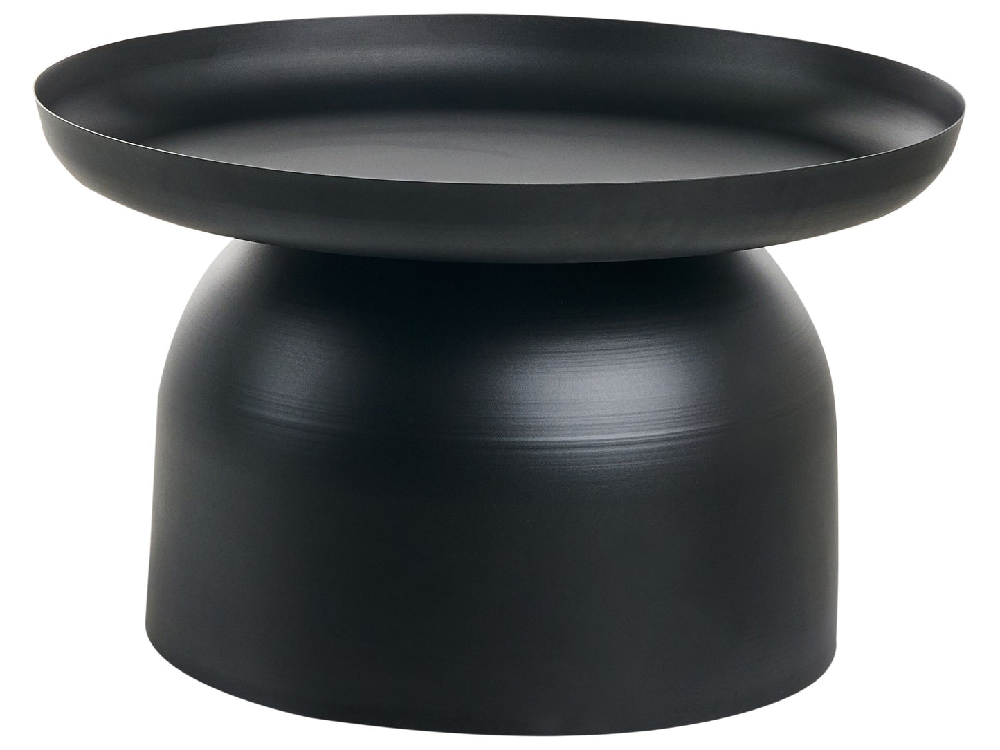 Black Metal Round Coffee Table Geometric Form Modern Industrial Accent Piece