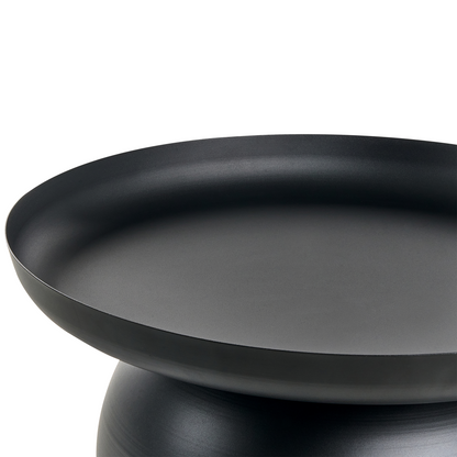 Black Metal Round Coffee Table Geometric Form Modern Industrial Accent Piece