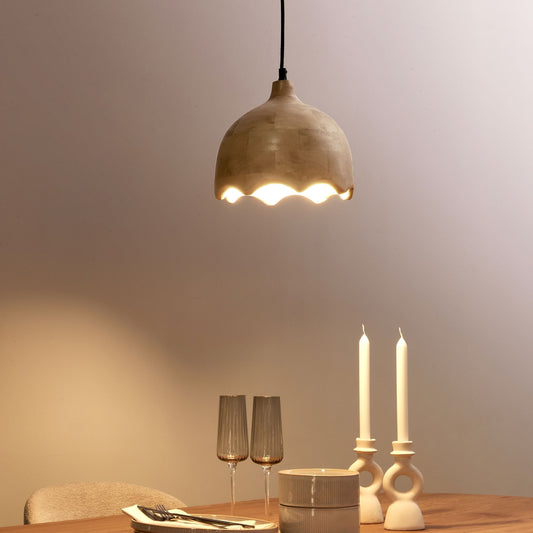 Pendant Lamp Light Brown Mango Wood Round Shade