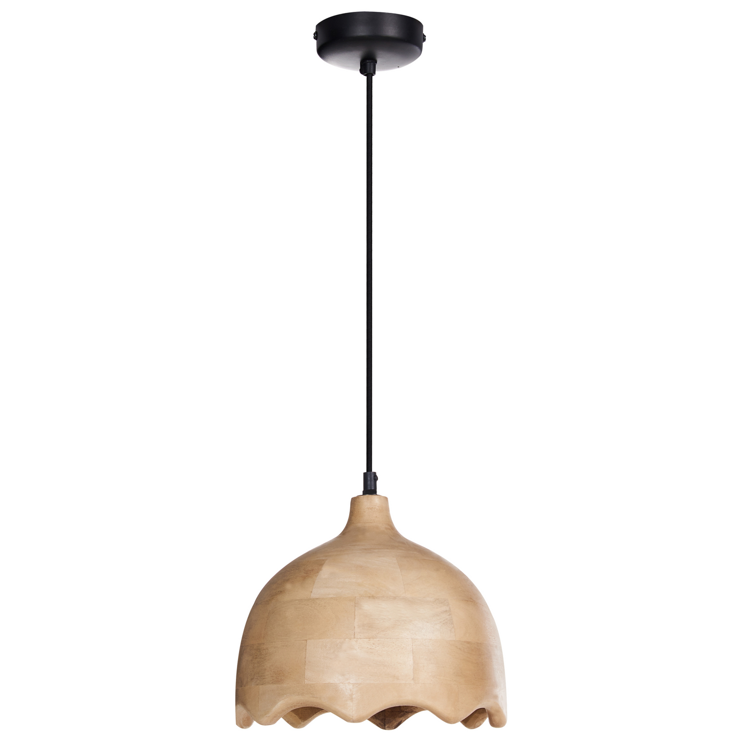 Pendant Lamp Light Brown Mango Wood Round Shade