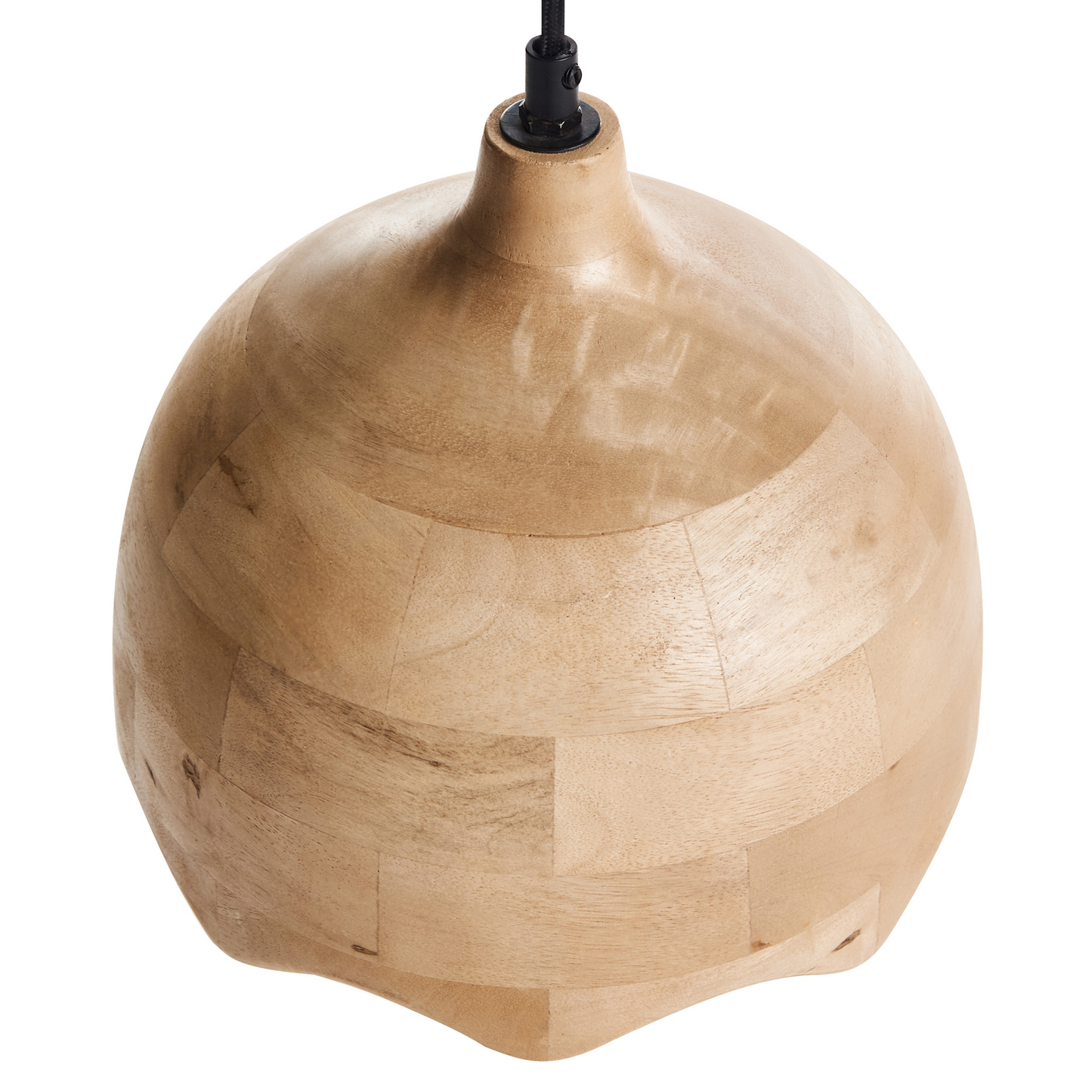 Pendant Lamp Light Brown Mango Wood Round Shade