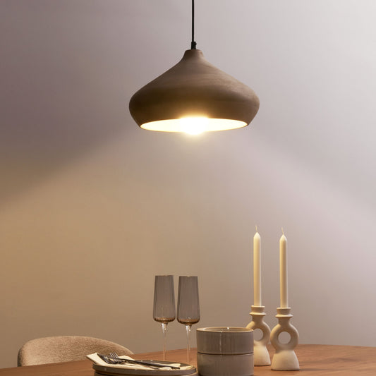 Mango Wood Pendant Lamp Light Brown Round Shade
