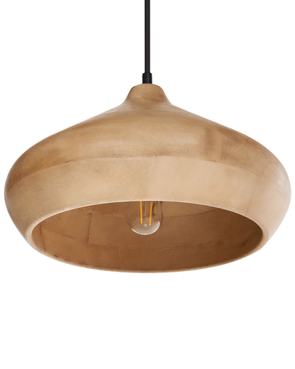 Mango Wood Pendant Lamp Light Brown Round Shade
