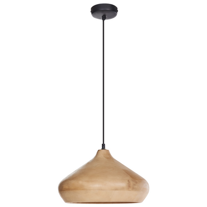 Mango Wood Pendant Lamp Light Brown Round Shade