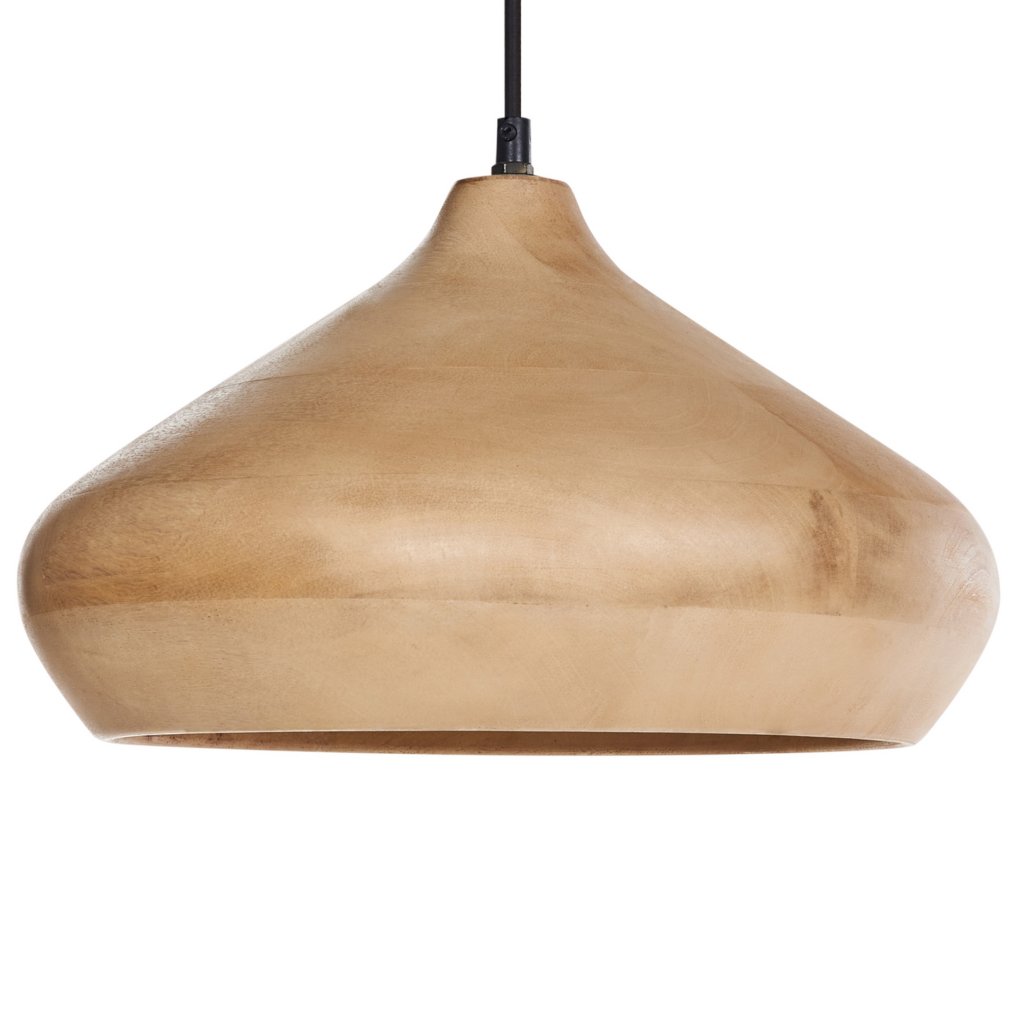 Mango Wood Pendant Lamp Light Brown Round Shade