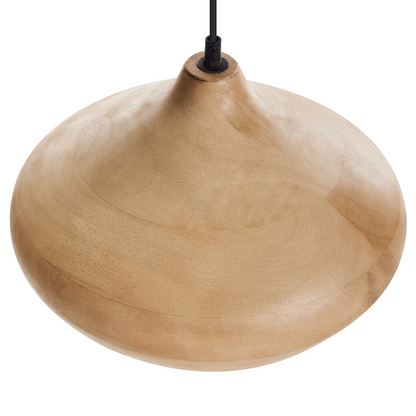 Mango Wood Pendant Lamp Light Brown Round Shade