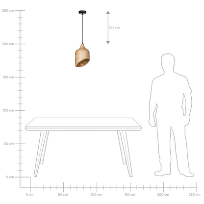Co Pendant Lamp Light Brown Round Shade Sculptural Asymmetrical Design For Dining