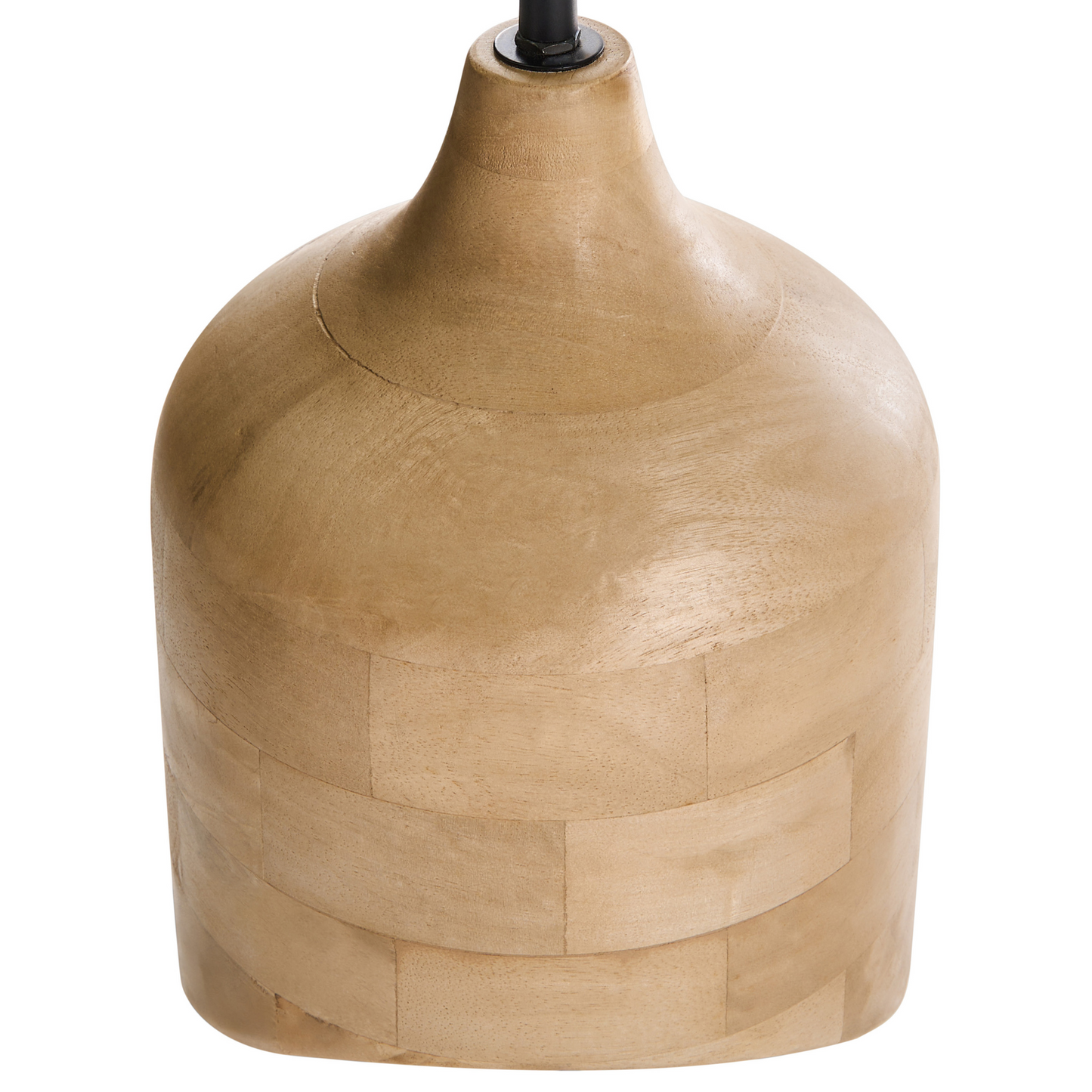 Light Brown Mango Wood Pendant Lamp Curved Opening