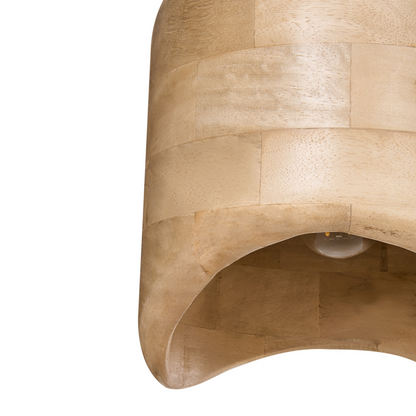 Light Brown Mango Wood Pendant Lamp Curved Opening