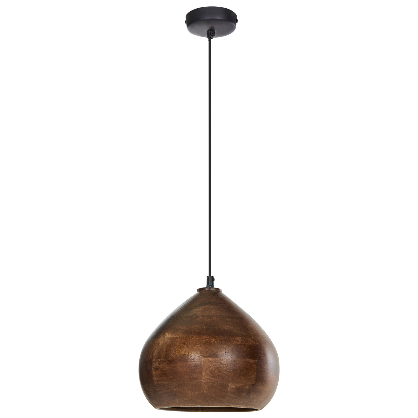 Mango Wood Co Pendant Lamp Dark Brown Round Shade Ceiling Light
