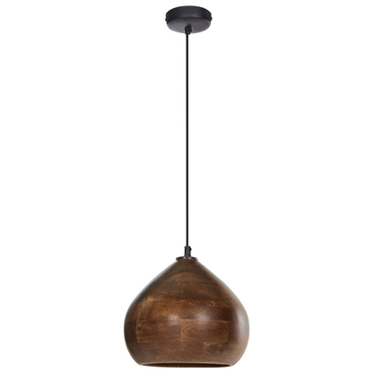 Mango Wood Co Pendant Lamp Dark Brown Round Shade Ceiling Light