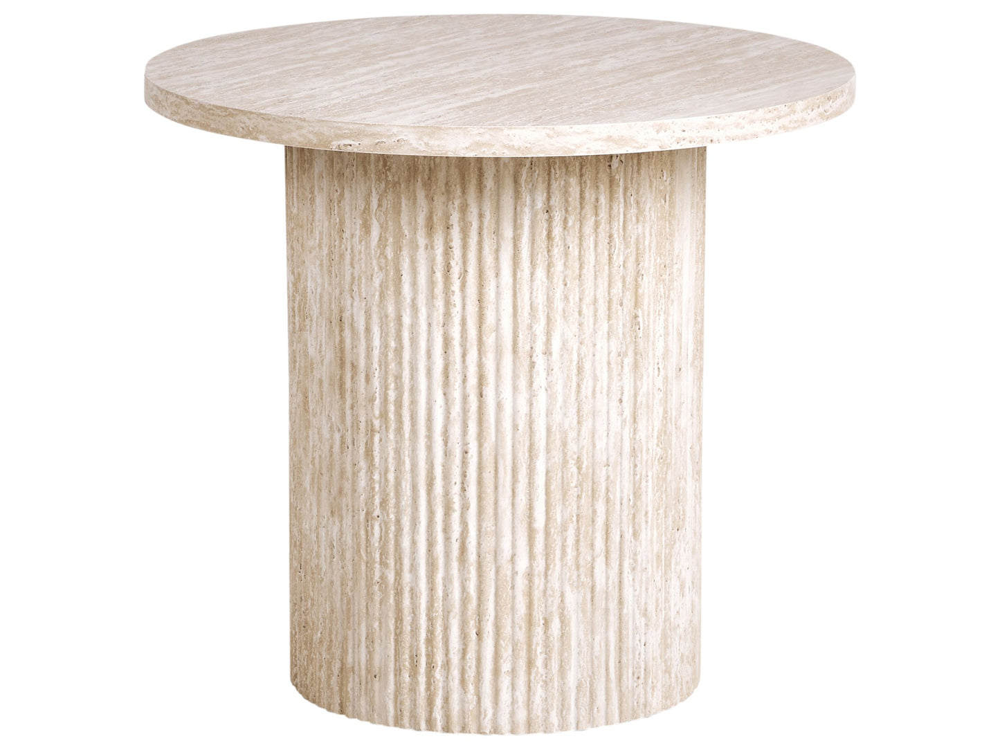 Astra Living Round Beige Side Table 50 Cm Diameter MDF Top Stone Base