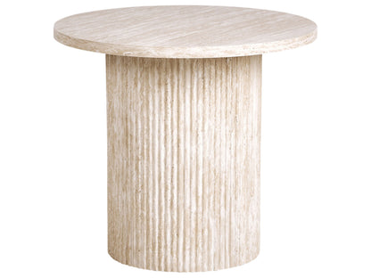 Astra Living Round Beige Side Table 50 Cm Diameter MDF Top Stone Base