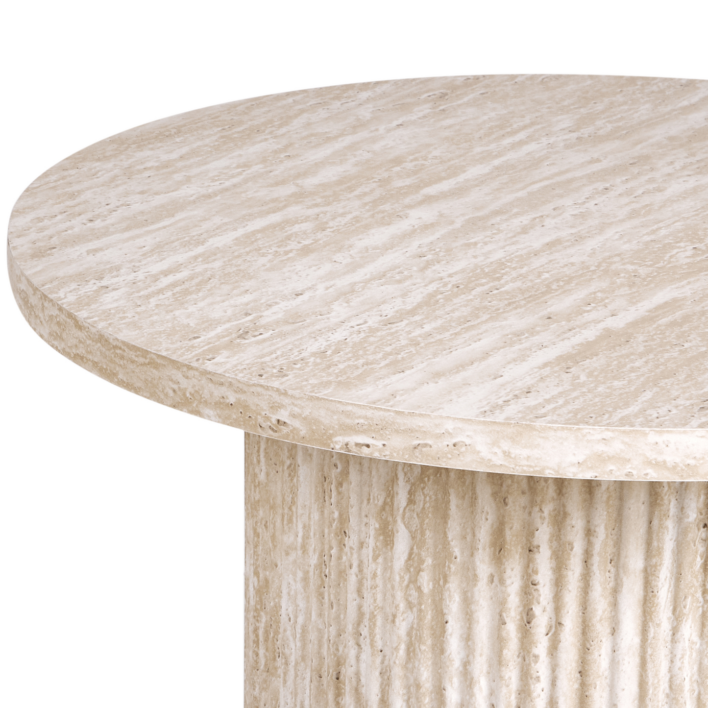 Astra Living Round Beige Side Table 50 Cm Diameter MDF Top Stone Base