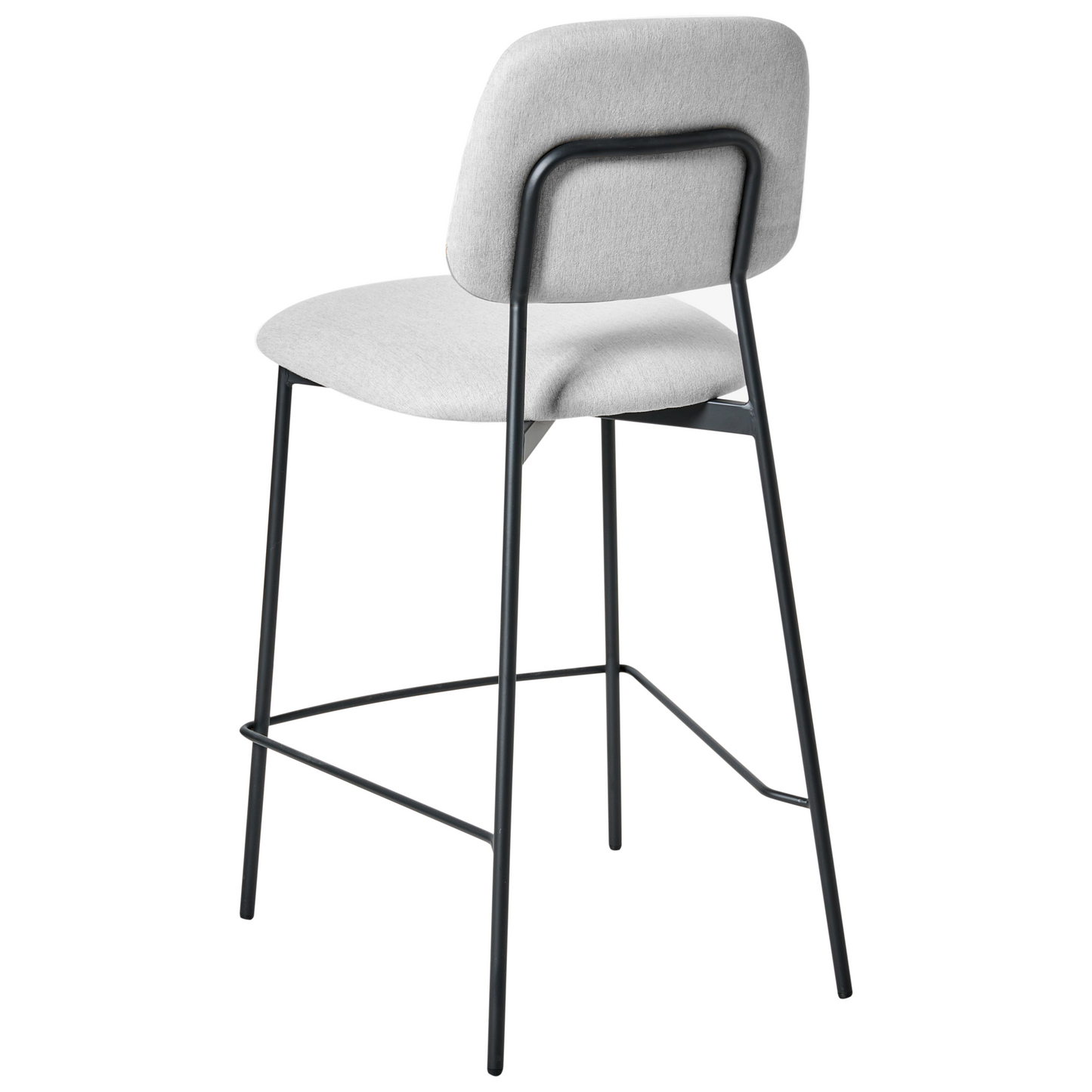 Set Of 2 Bar Chairs Light Grey Faux Linen Black Iron Frame