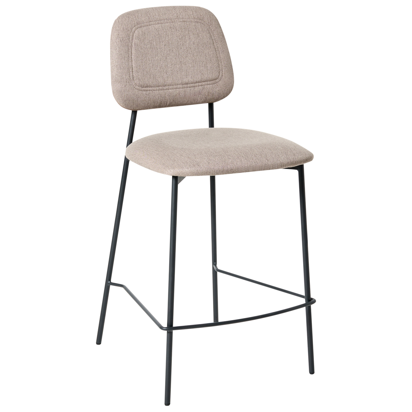 Taupe Faux Linen Bar Chairs Set Of 2 Black Iron Frame