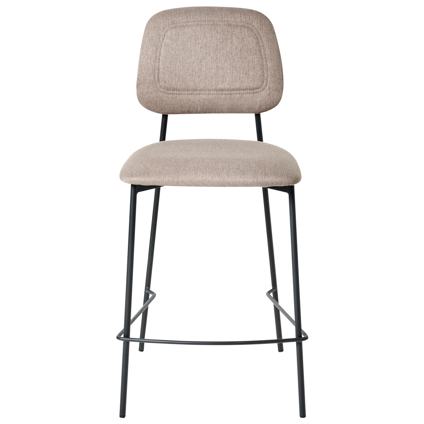 Taupe Faux Linen Bar Chairs Set Of 2 Black Iron Frame