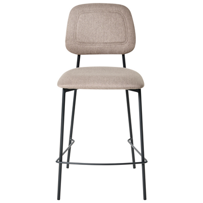Taupe Faux Linen Bar Chairs Set Of 2 Black Iron Frame