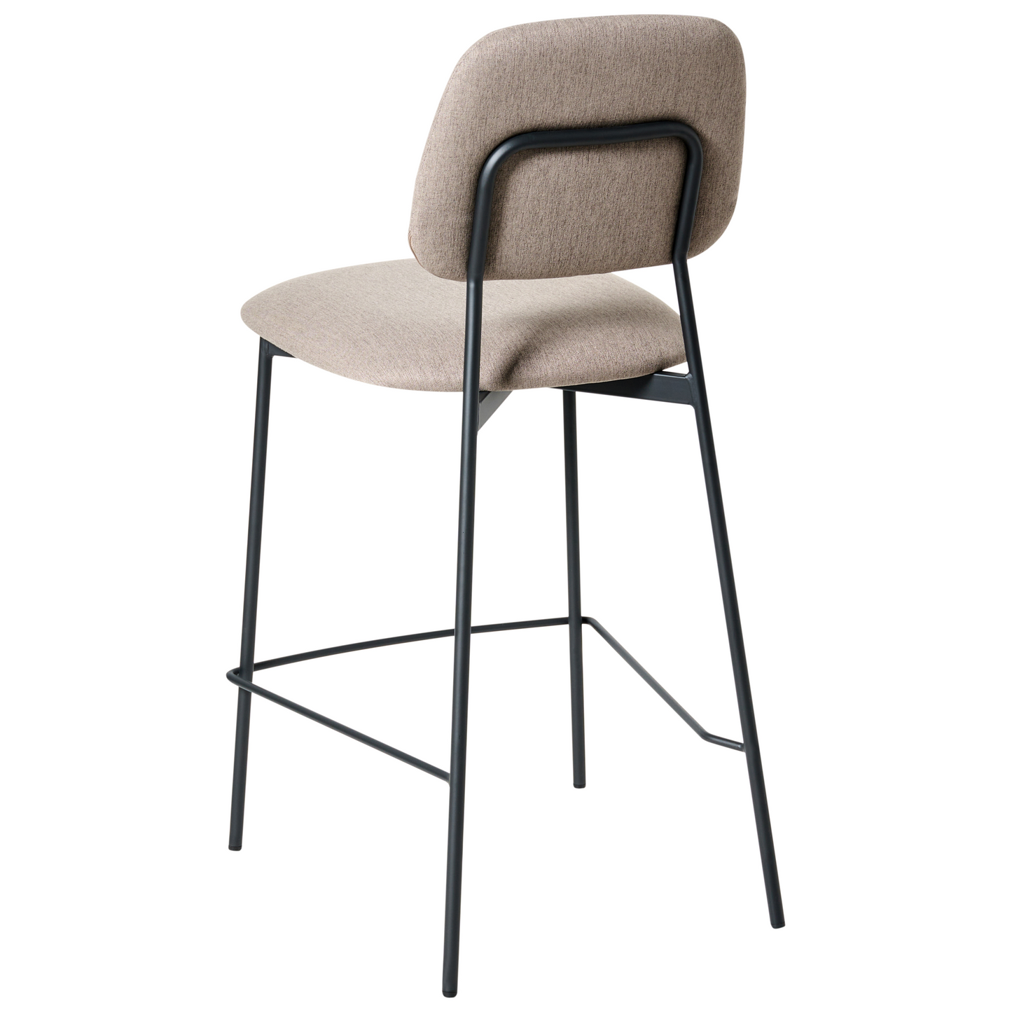 Taupe Faux Linen Bar Chairs Set Of 2 Black Iron Frame