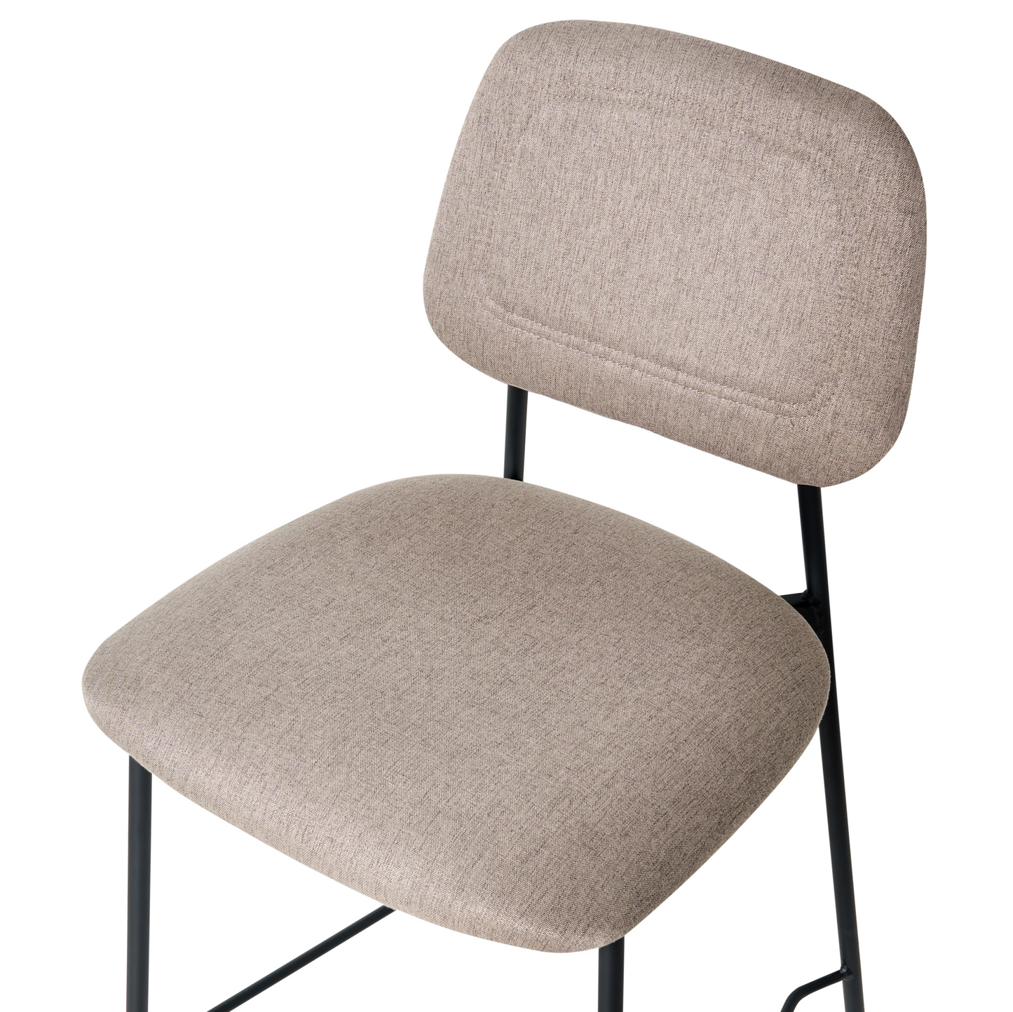 Taupe Faux Linen Bar Chairs Set Of 2 Black Iron Frame