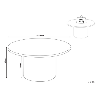 NovaLiving Beige Coffee Table With Stone Like Base MDF Ø80 Cm
