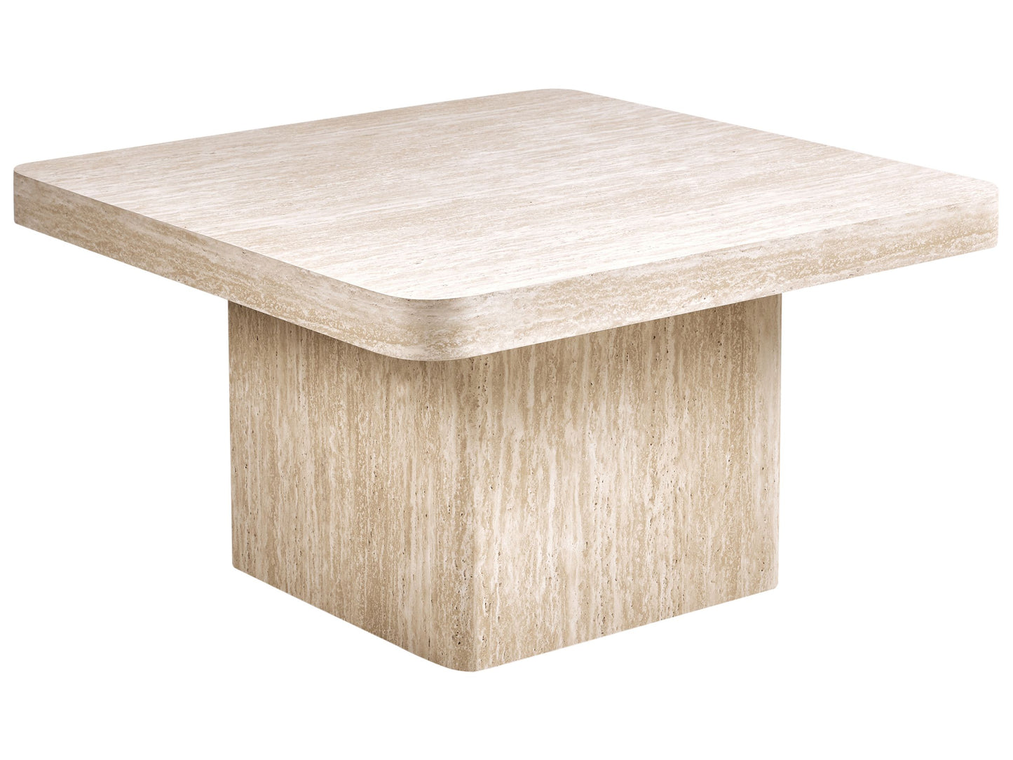 NovaLiving Stone-Top Square Coffee Table Beige MDF Base 80x80 cm