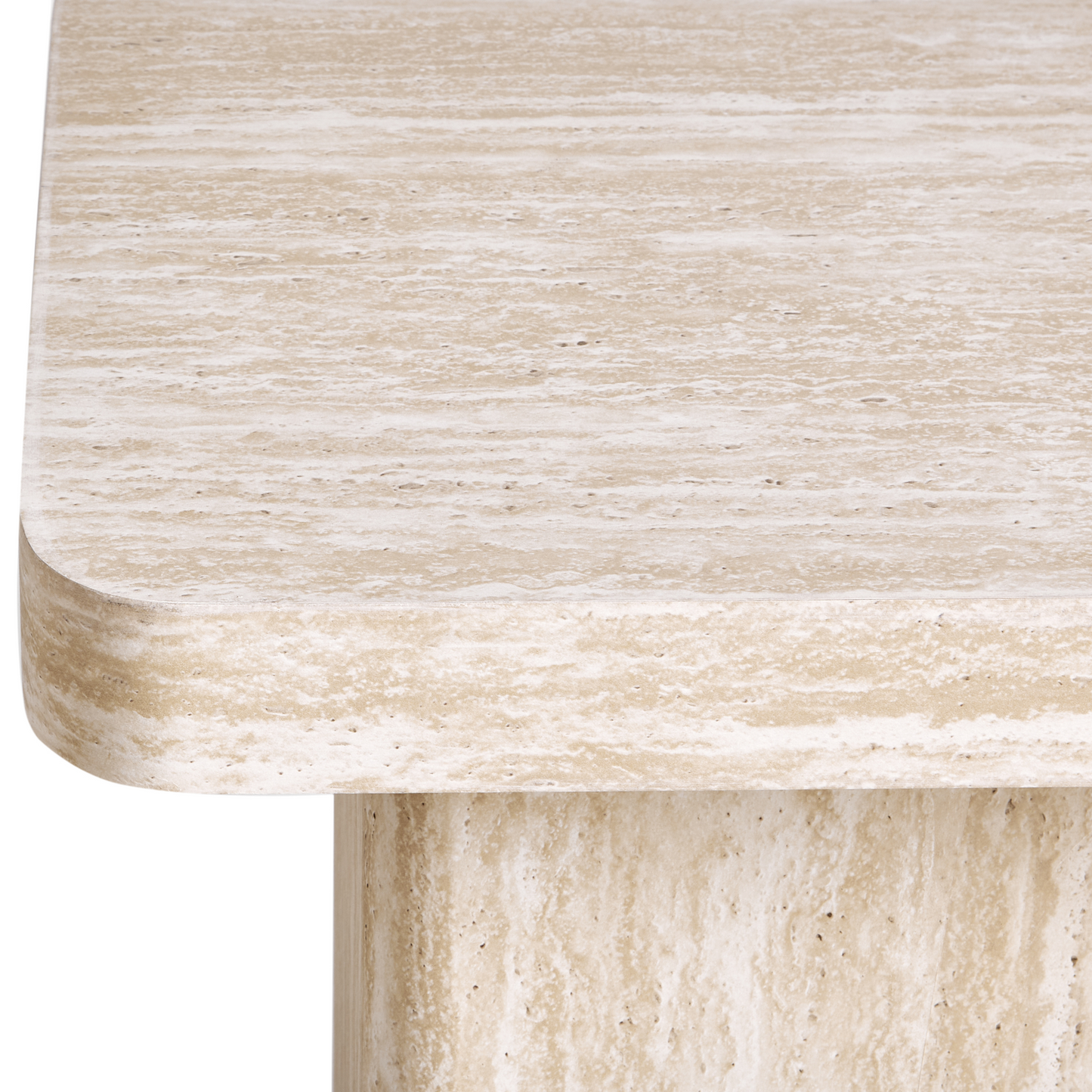 NovaLiving Side Table 50x50cm Beige Travertine Style Stone Veneer