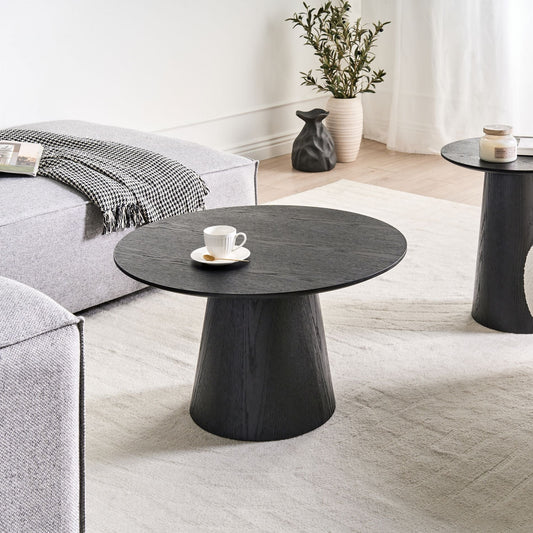 Nova Black MDF Coffee Table 80x80 cm With Conical Base