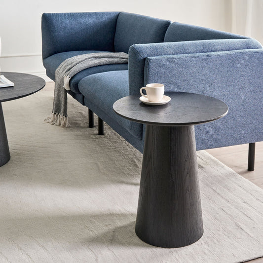 NovaHome Side Table Black MDF Top Veneer 50x50cm Conical Base
