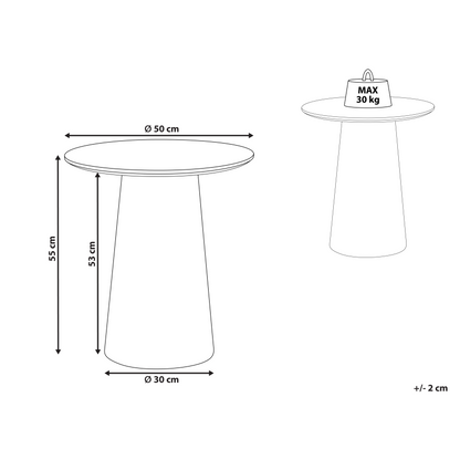 NovaHome Side Table Black MDF Top Veneer 50x50cm Conical Base