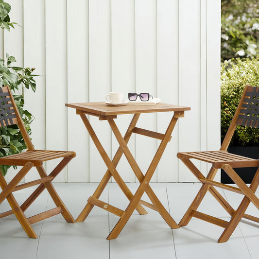 Verdant Casa 3 Piece Acacia Wood Patio Bistro Set Folding Brown Black