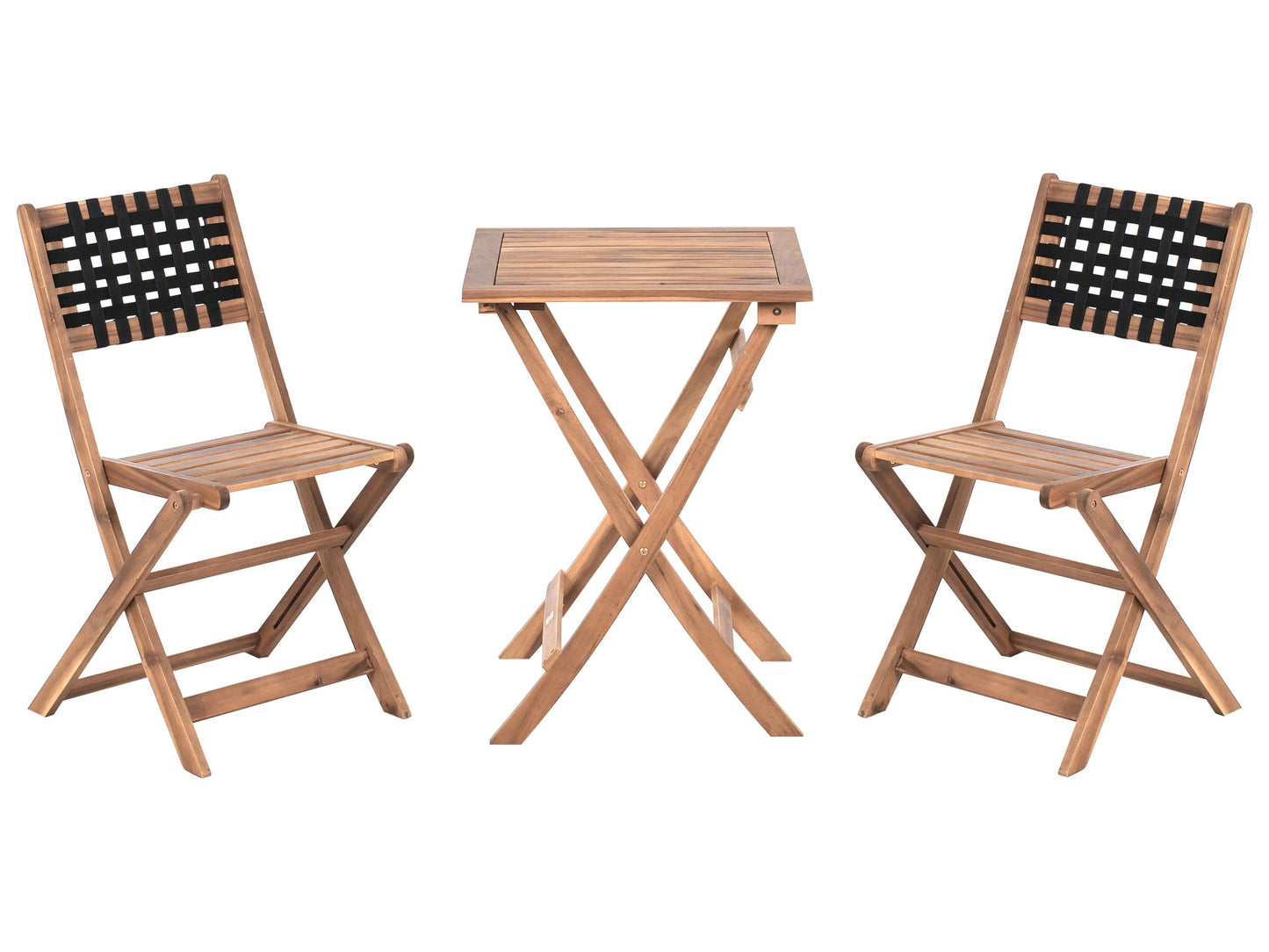 Verdant Casa 3 Piece Acacia Wood Patio Bistro Set Folding Brown Black