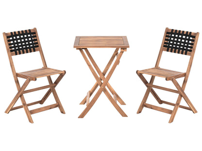 Verdant Casa 3 Piece Acacia Wood Patio Bistro Set Folding Brown Black