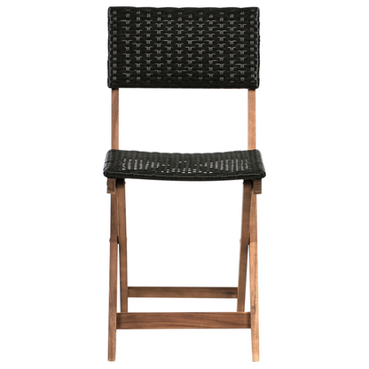 Acacia Wood 3 Piece Bistro Set Folding Brown Table Chairs