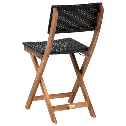 Acacia Wood 3 Piece Bistro Set Folding Brown Table Chairs