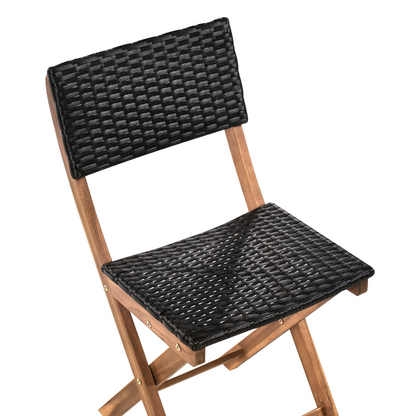 Acacia Wood 3 Piece Bistro Set Folding Brown Table Chairs