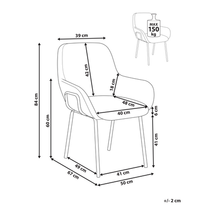 Dining Chair Boucl? Off White Upholstery Black Iron Base