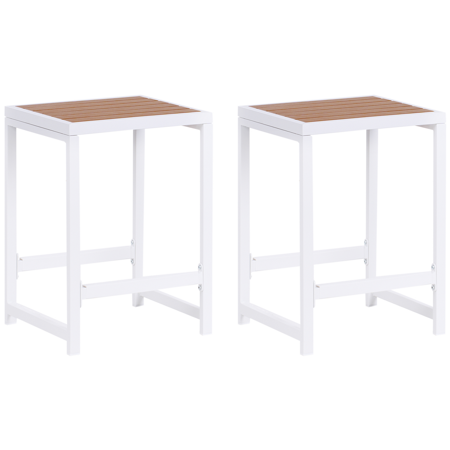 Outdoor Stool Matte White Steel Base Polywood Top
