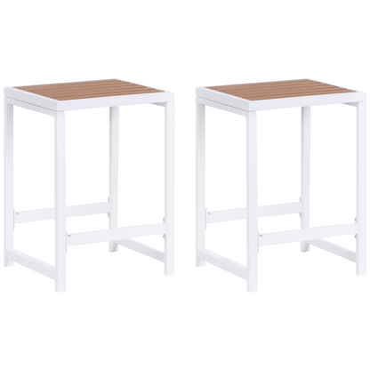 Outdoor Stool Matte White Steel Base Polywood Top
