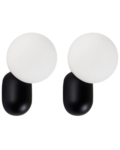Set Of 2 Black Resin Glass Globe Wall Lamps Vintage Style Home Lighting