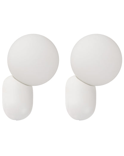2 Pack White Resin Opaque Glass Globe Wall Lamps Vintage Style