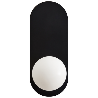 Lighting Set of 2 Black Metal Wall Lamps With Opaque Glass Globes Vintage Style