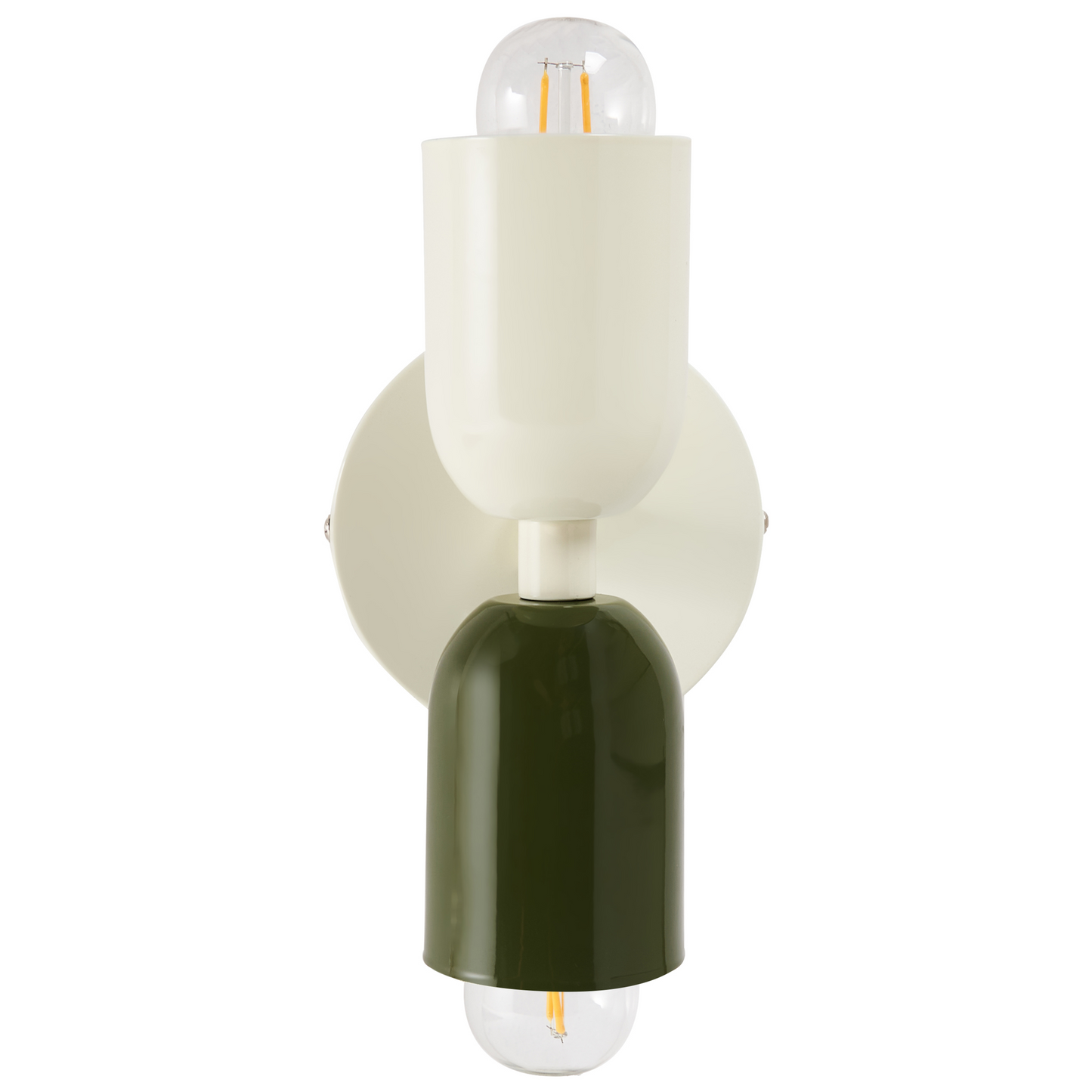 Set Of 2 Off White Metal Shade Wall Lamps Two Light Up Down