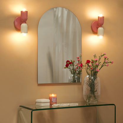 Set Of 2 Pastel Pink Metal Shade Wall Lamps Two Light Up Down Sconces For Living Room