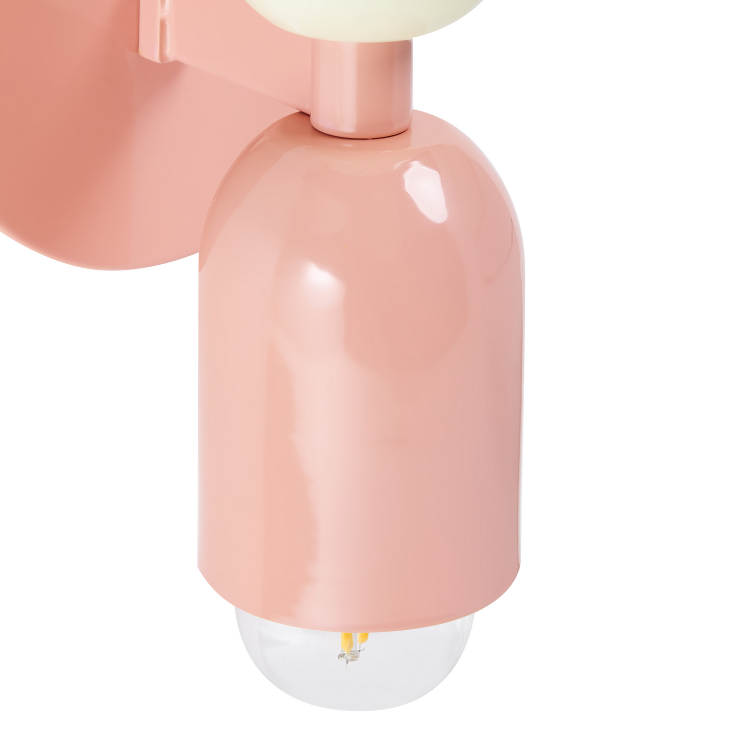 Set Of 2 Pastel Pink Metal Shade Wall Lamps Two Light Up Down Sconces For Living Room