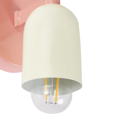 Set Of 2 Pastel Pink Metal Shade Wall Lamps Two Light Up Down Sconces For Living Room