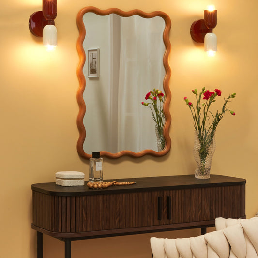 Red Metal Shade Two-Light Up-Down Wall Sconces Set of 2 for Modern Living Spaces