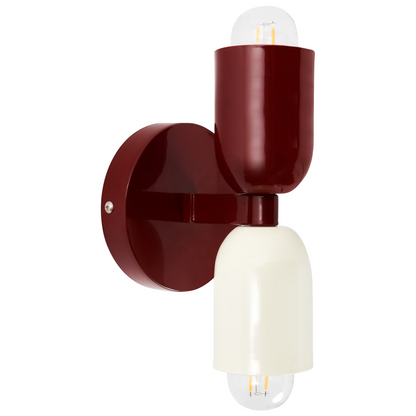 Red Metal Shade Two-Light Up-Down Wall Sconces Set of 2 for Modern Living Spaces