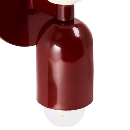 Red Metal Shade Two-Light Up-Down Wall Sconces Set of 2 for Modern Living Spaces